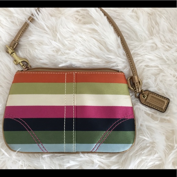 Authentic Coach Legacy Stripe Wristlet - Picture 2 of 15